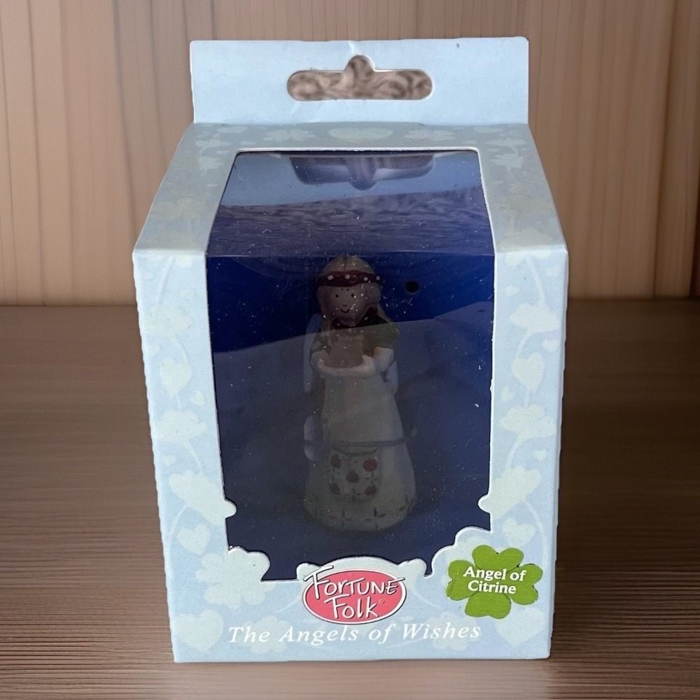 Gnome Girl Annekabouke ANGELS of WISHES CITRINE Birthstone Figurine New in Box